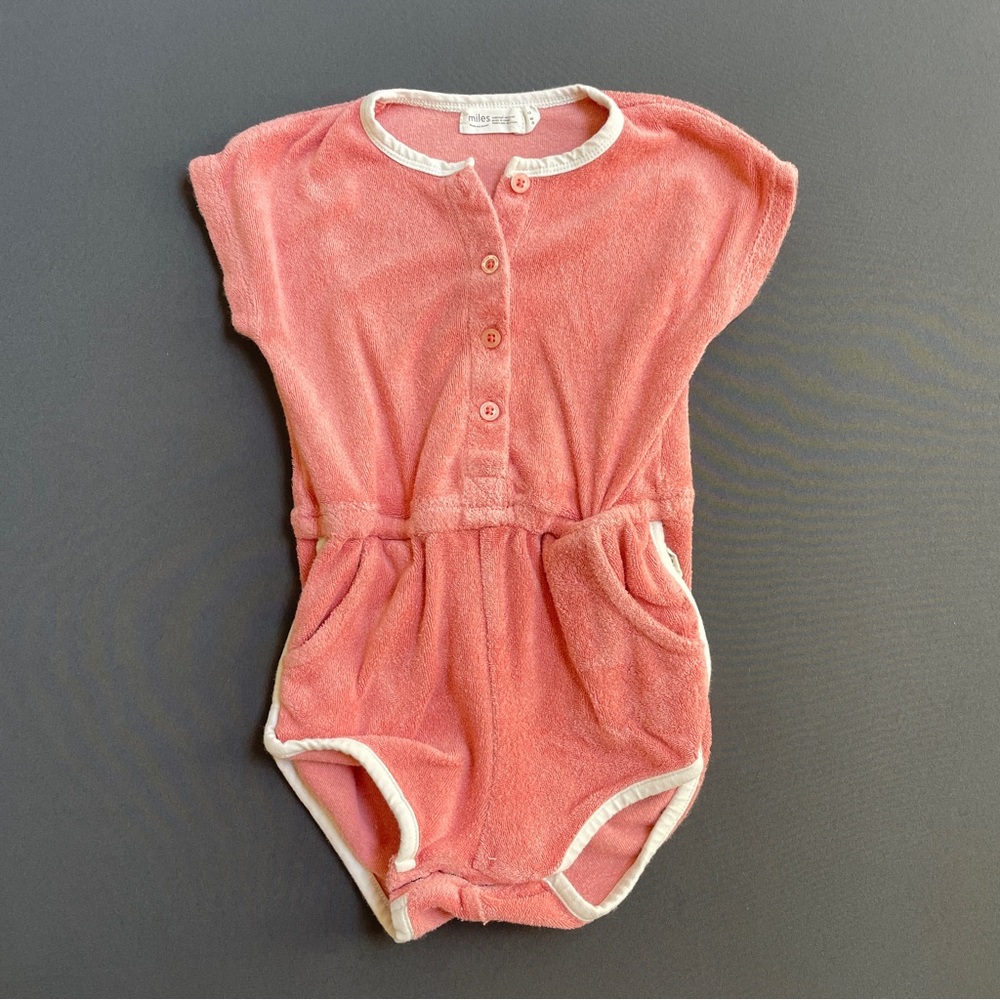 Kids Pink Terry Cloth Romper